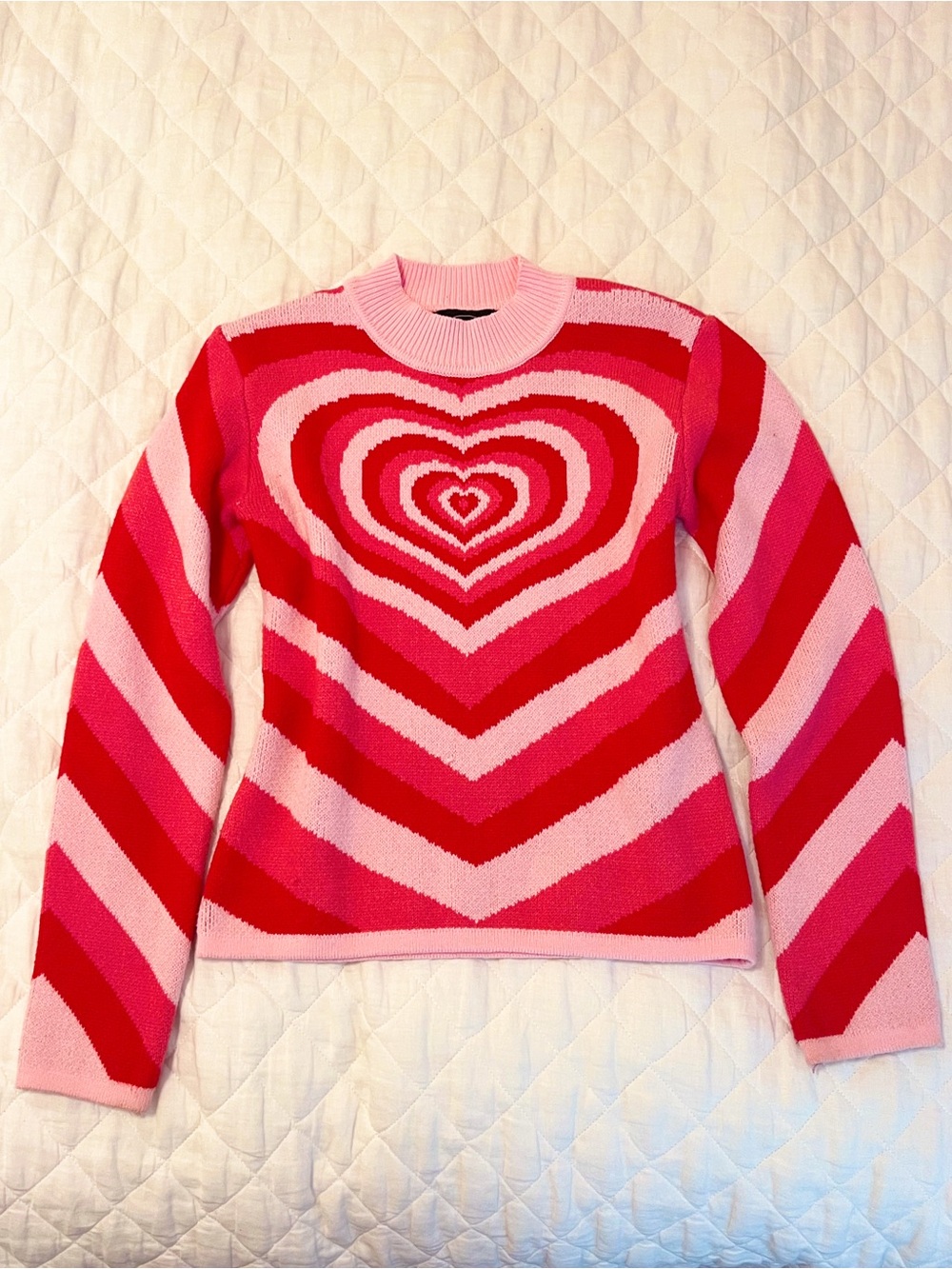 Cider Pink and Red Heart Stripe Sweater
